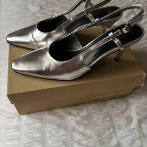 Elegant Silver Slingback Heels